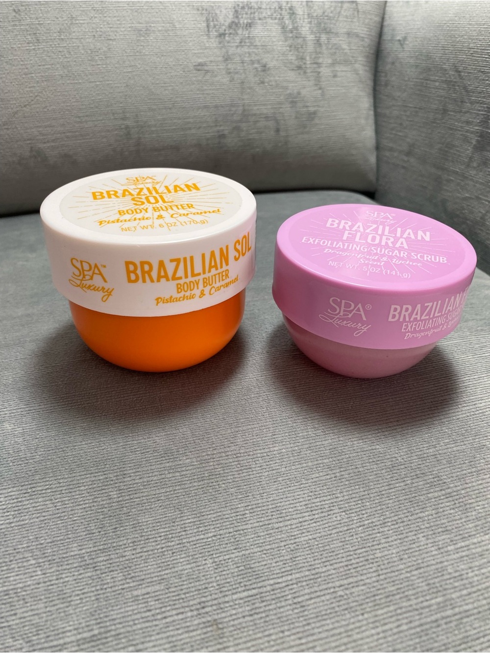 Spa Luxury New Brazilian Sol Body Butter Orange and Body Scrub Pink